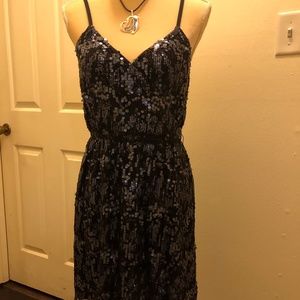 Sequined Short Cocktail Dress with Thin Straps